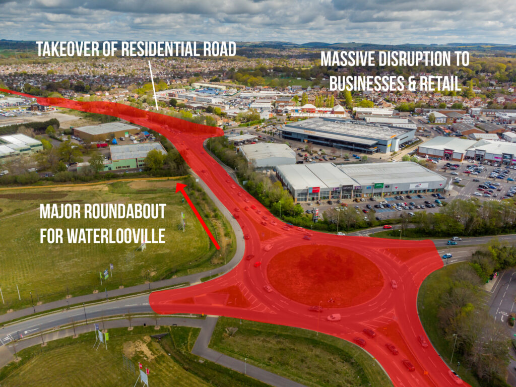 Aquind Interconnector Route around Waterlooville Roundabout